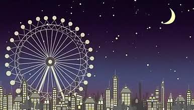 可爱卡通摩天轮夜景背景视频视频的预览图